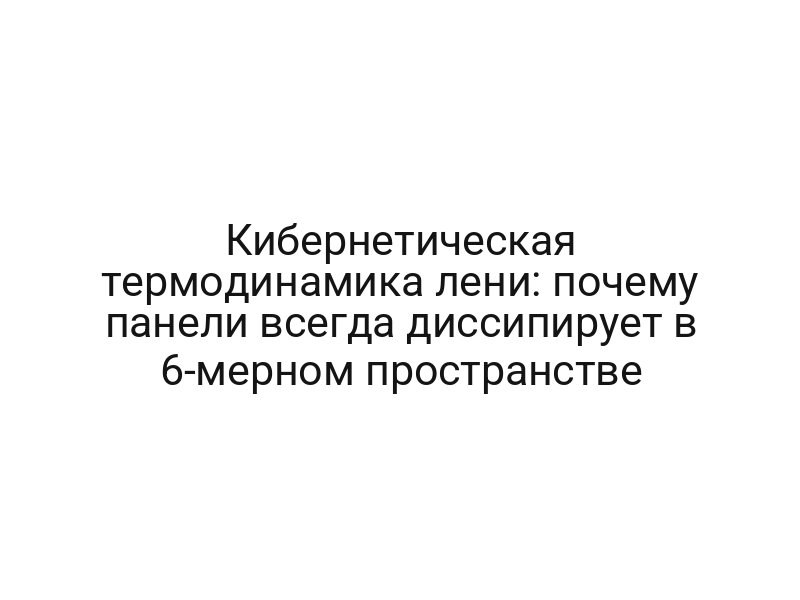 Кибернетическая термодинамика лени: почему панели всегда диссипирует в 6-мерном пространстве